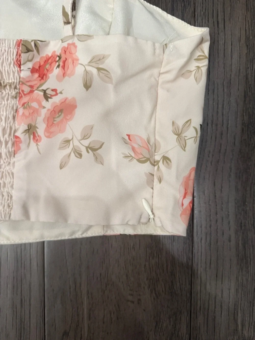 SHEIN Floral Two-Piece Crop Top & high slit Skirt Set - peachy like Rose Print